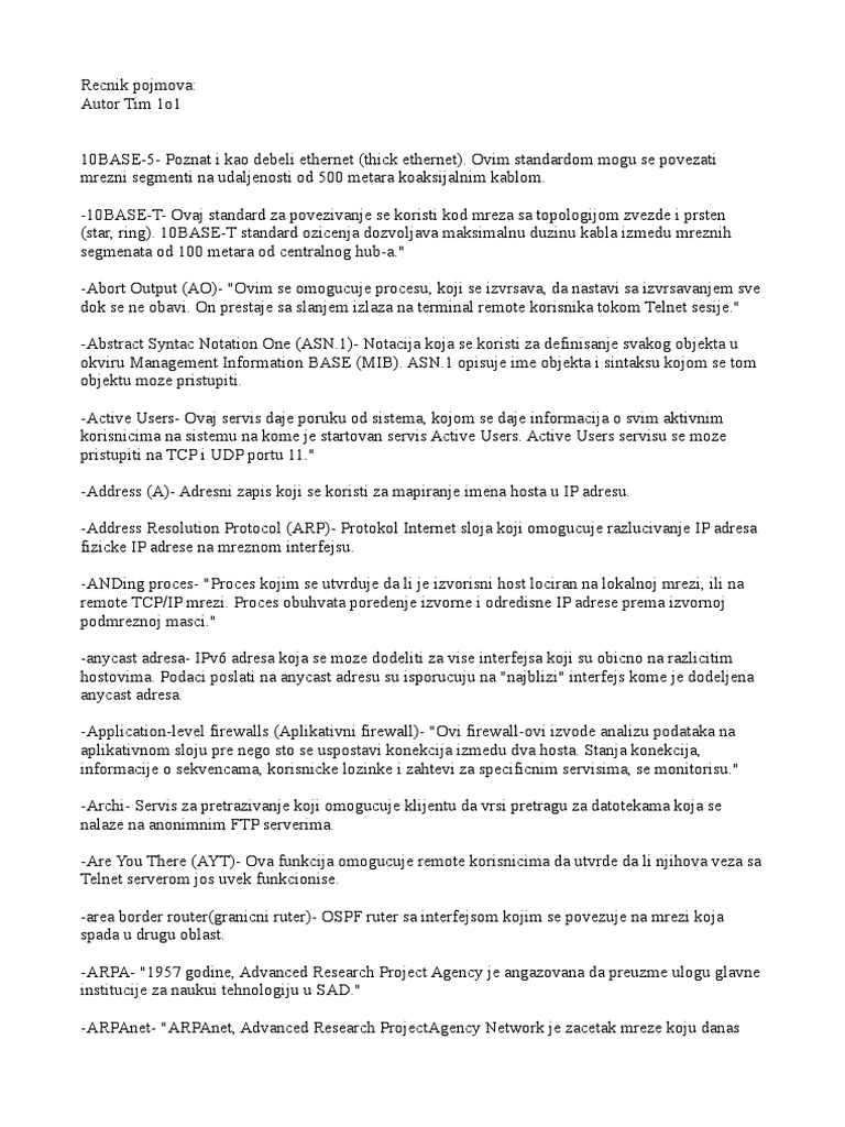 Rečnik Informatičkih Pojmova | PDF