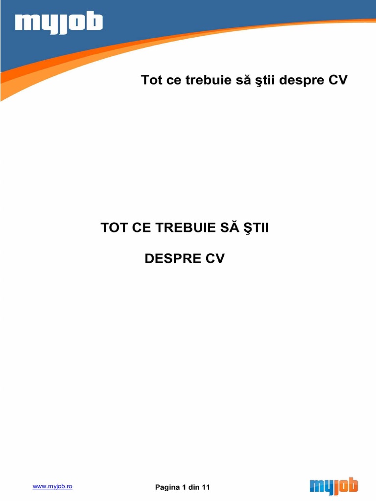 Tot Ce Trebuie Sa Stii Despre CV PDF | PDF