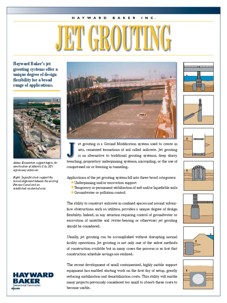 Hayward Baker Jet Grouting Brochure | PDF | Jet Engine | Strength Of ...