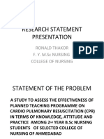 Research Statement Presentation: Ronald Thakor F. Y. M.SC Nursing College of Nursing