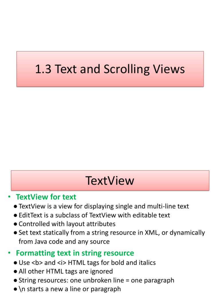 TextView and ScrollView in Android | PDF | Html | Areas Of Computer Science
