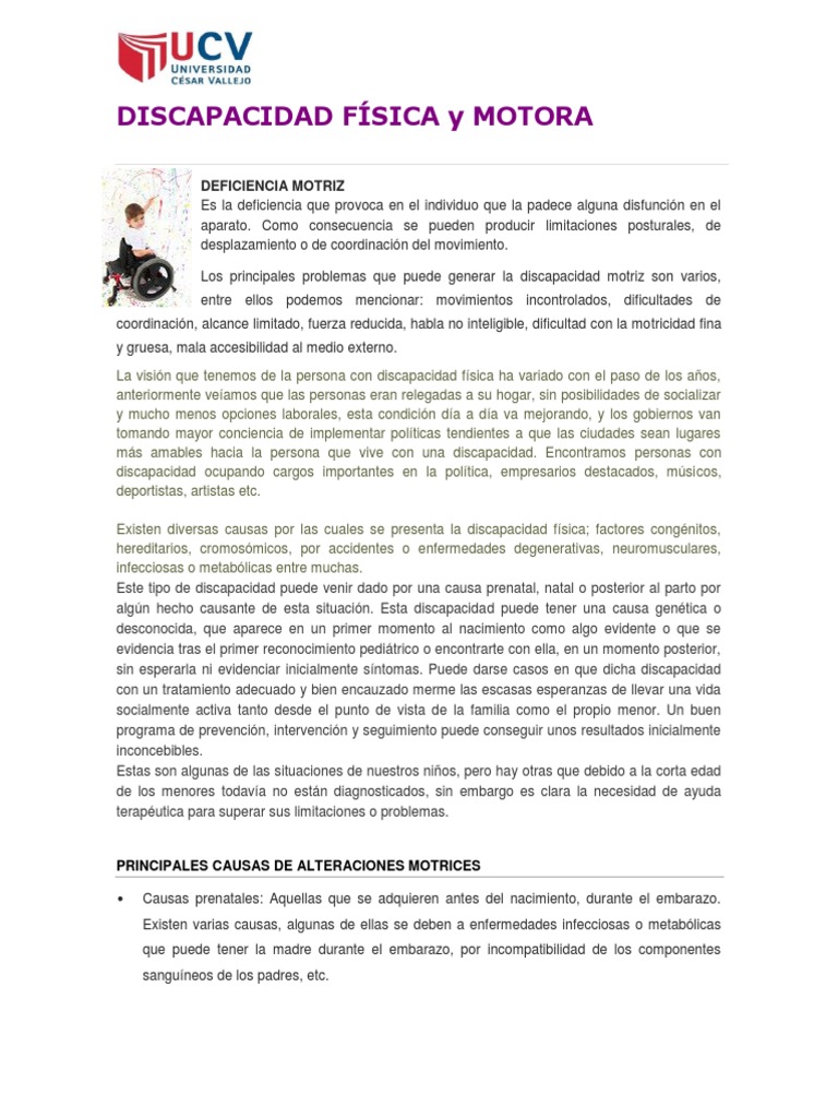 Causas y Manejo de Discapacidad Motora | PDF | Invalidez | Cerebro