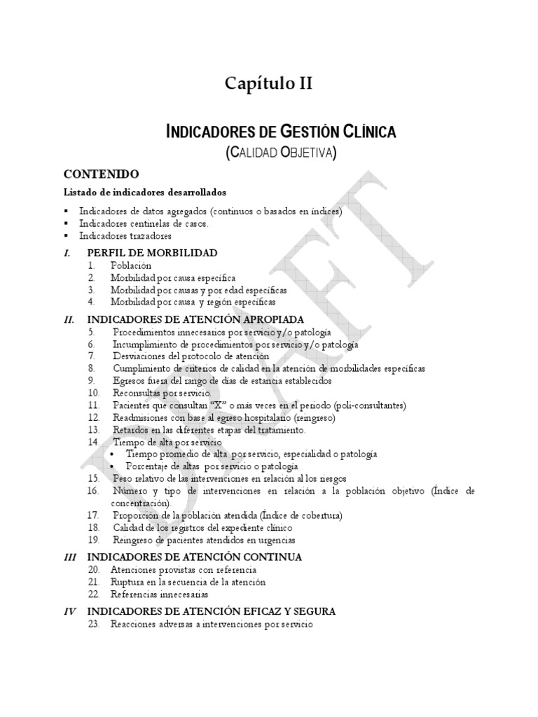Indicadores clínicos para medir la calidad de la atención médica | PDF ...