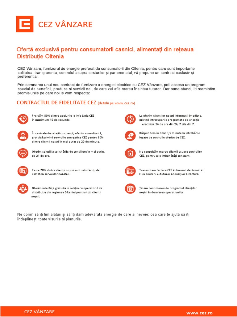 Cez Vanzare Oferta Clienti Casnici Eligibili Valabila De La 01 01 2018 Zona Deo