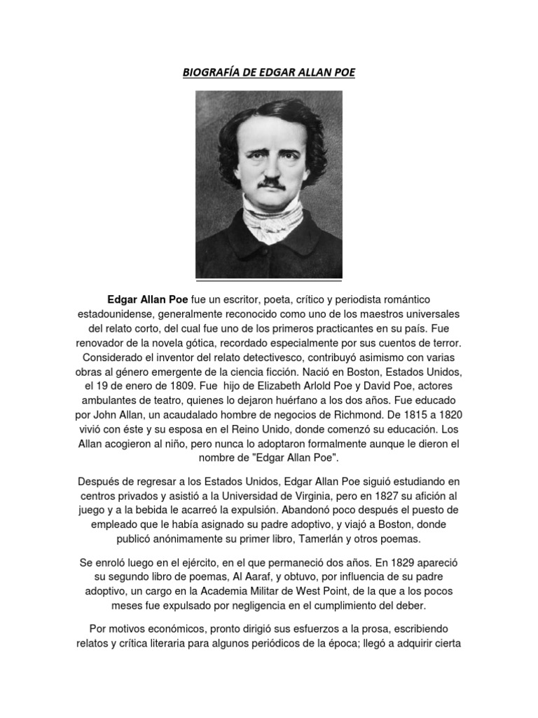 Biografía de Edgar Allan Poe PDF