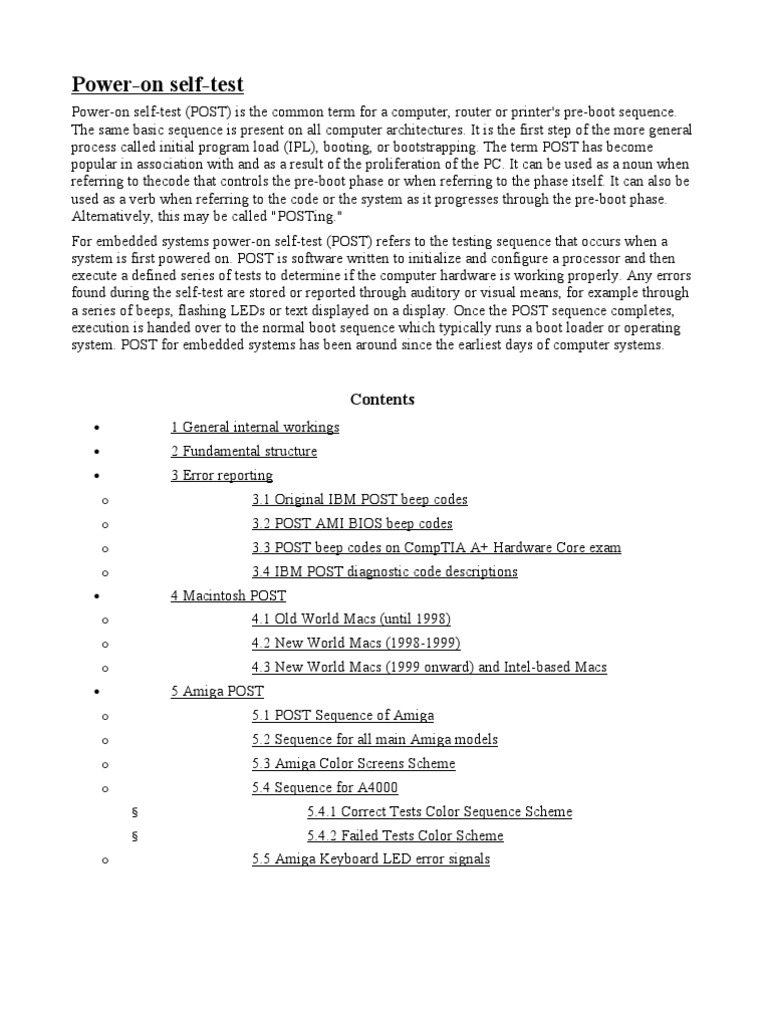Power On Self Test | PDF | Bios | Booting