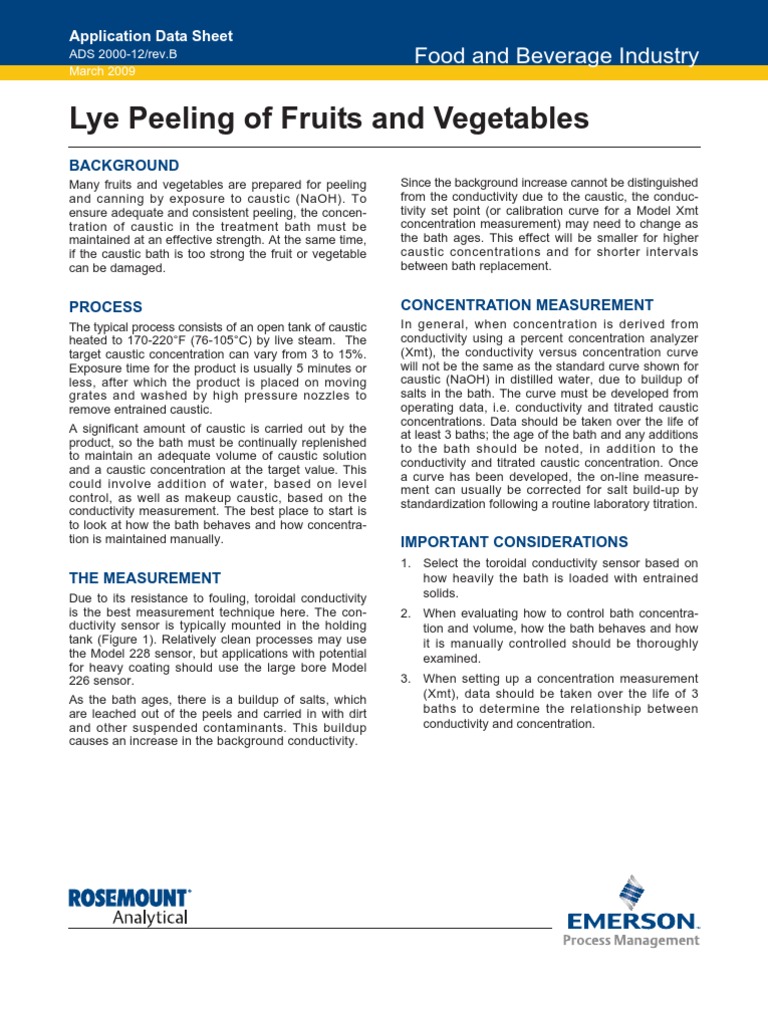 Lye Peeling of Fruits n Vegies Sodium Hydroxide Electrical