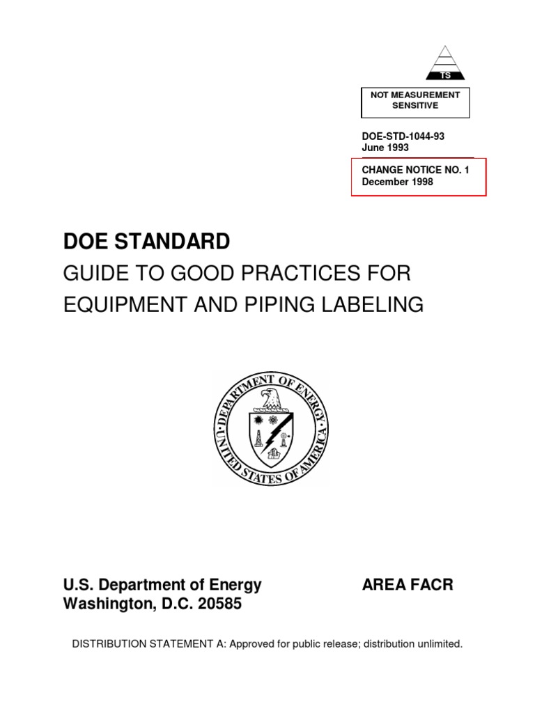 Doe Guide To Good Practices For Equipment and Piping Labeling Doe-Std ...