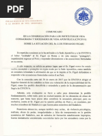 Comunicado de La Congregación Para Los Institutos de Vida Consagrada Respecto Del Caso Sodalicio