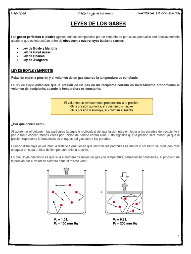 Leyes de los Gases: Boyle, Charles, Gay-Lussac y Avogadro | PDF | Gases ...