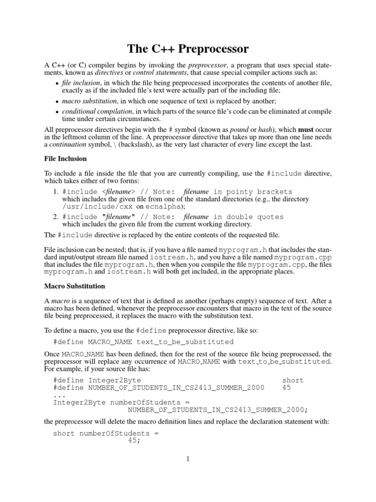 The C++ Preprocessor: File Inclusion | PDF | Class (Computer ...