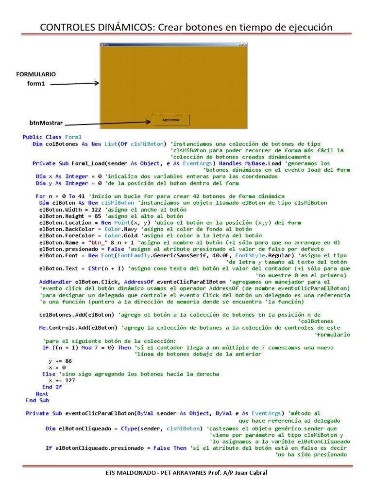 Ejemplo de Controles Dinamicos en Visual Basic | PDF | Programación de ...