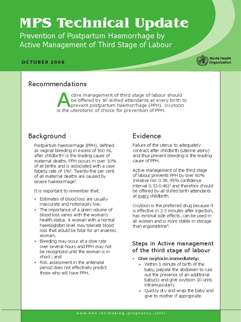 Preventing Postpartum Haemorrhage Guide | PDF | Human Pregnancy ...