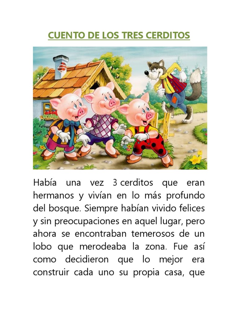 Cuento de Los Tres Cerditos, PDF, Ocio