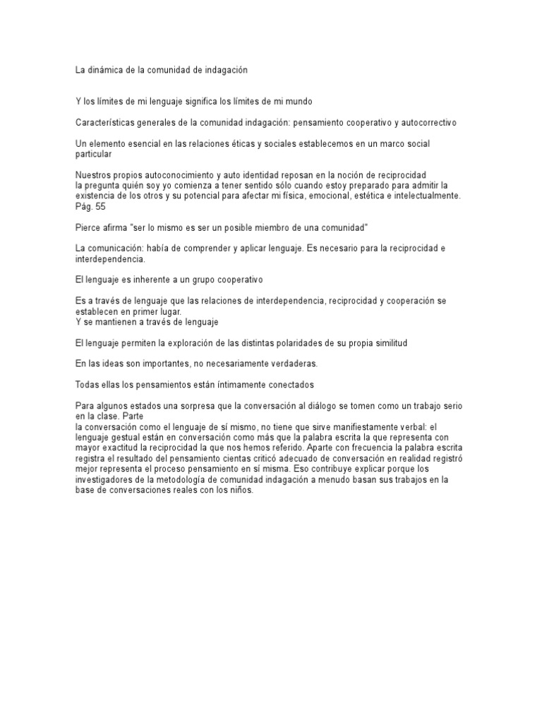 Dinámica de la Comunidad de Indagación | PDF