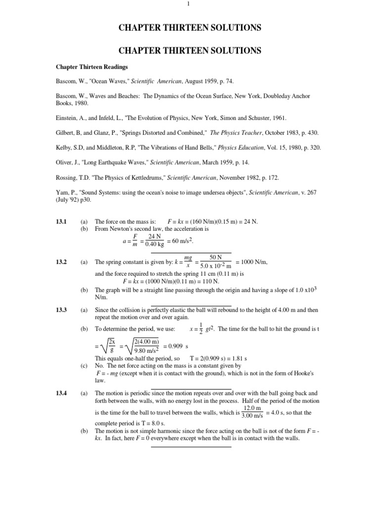 Chapter 13 Physics Solutions Summary | PDF | Collision | Waves