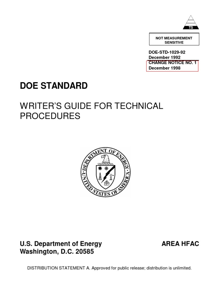 Doe Writer's Guide For Technical Procedures DoeStd102992 PDF