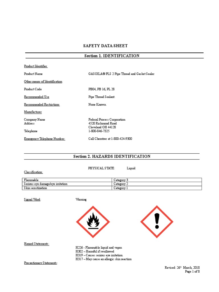 SDS PLS2 PDF Personal Protective Equipment Toxicity
