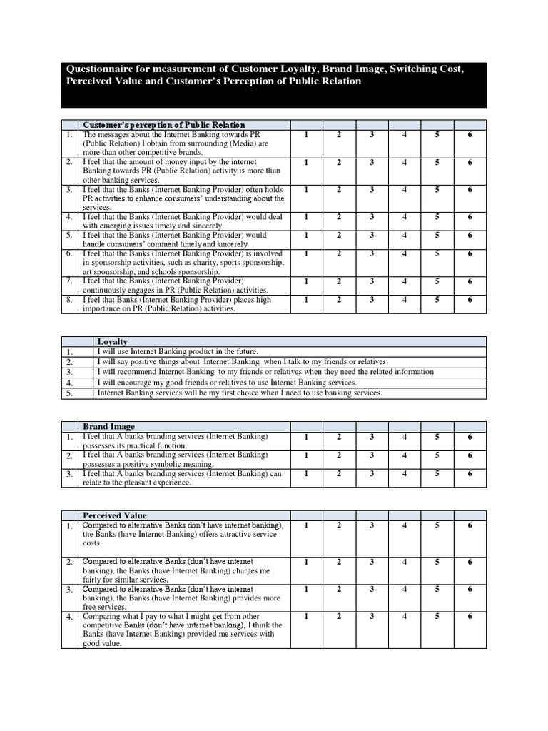Questionnaire | PDF | Public Relations | Online Banking