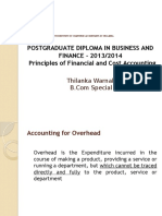 Postgraduate Diploma in Business and FINANCE - 2013/2014: Principles of Financial and Cost Accounting