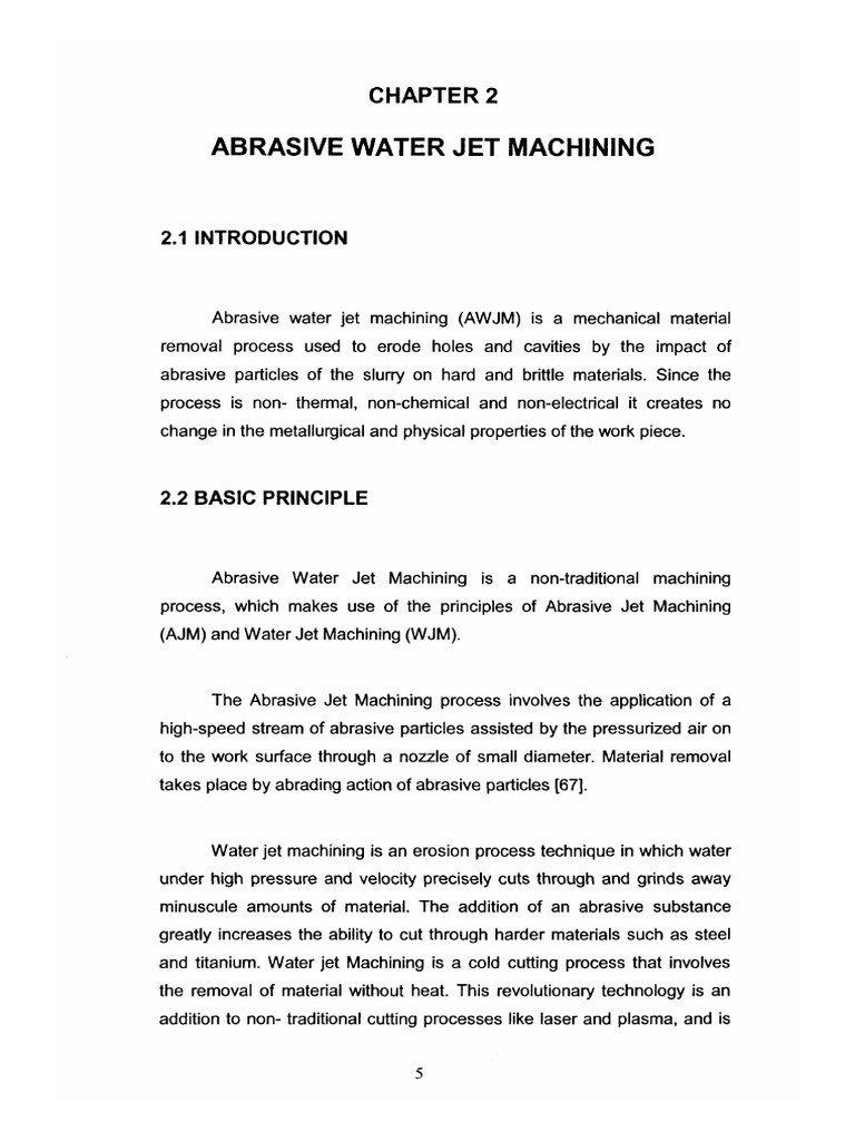 Overview of Abrasive Water Jet Machining | PDF | Fracture | Machining