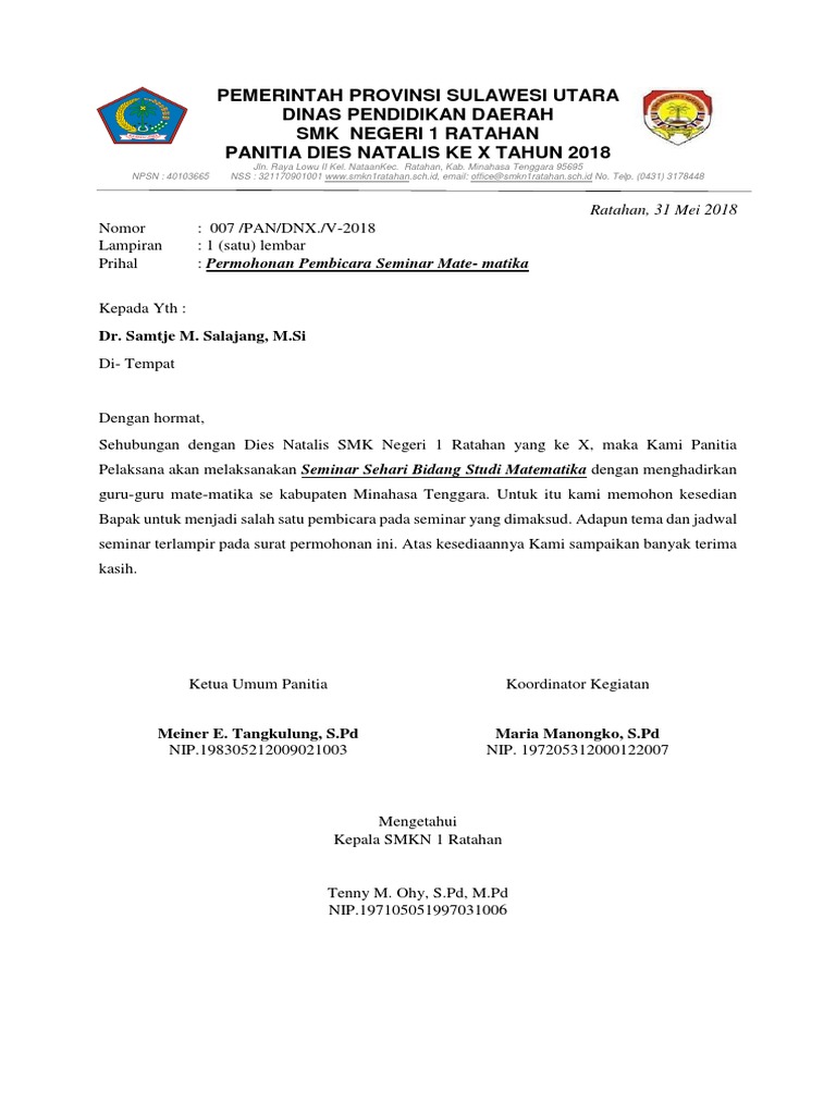 Surat Permohonan Pembicara