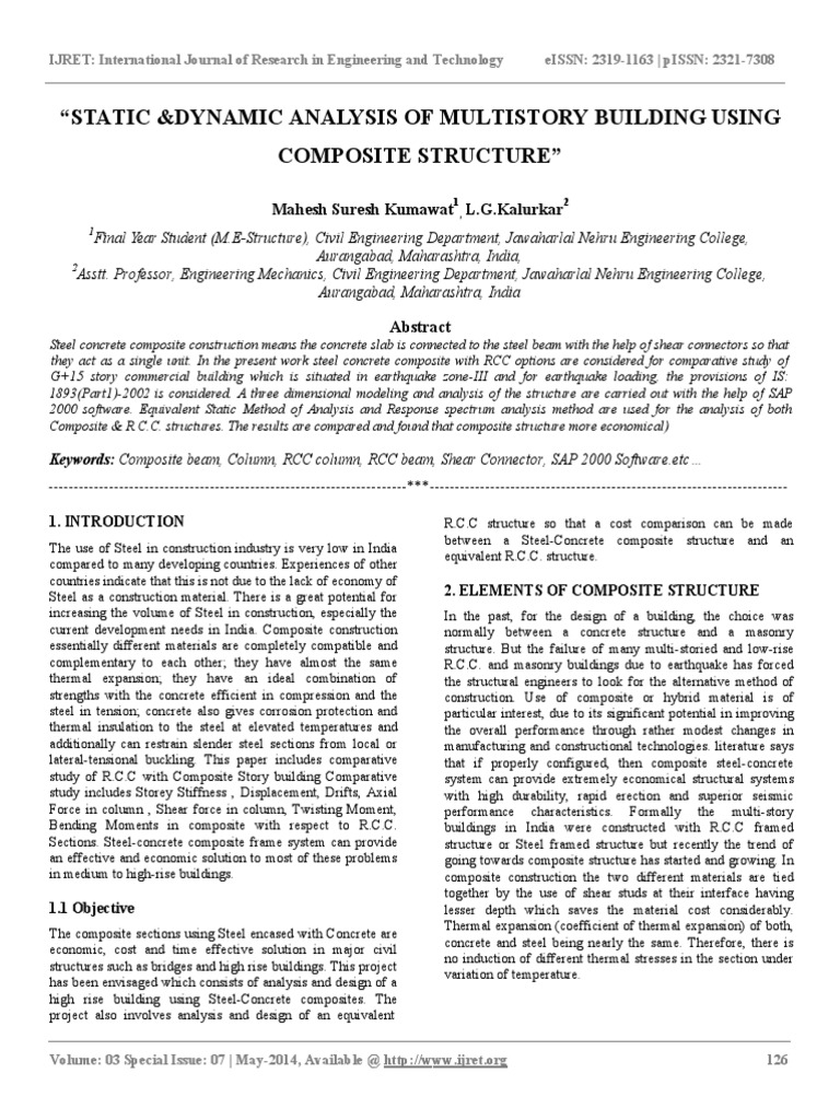 Static &dynamic Analysis of Multistory Building Using Composite ...