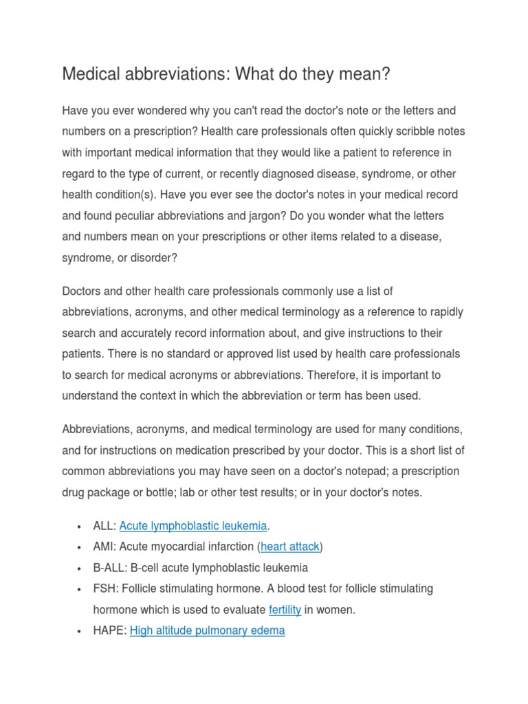 Medical Abbreviations Inflammatory Bowel Disease Heart