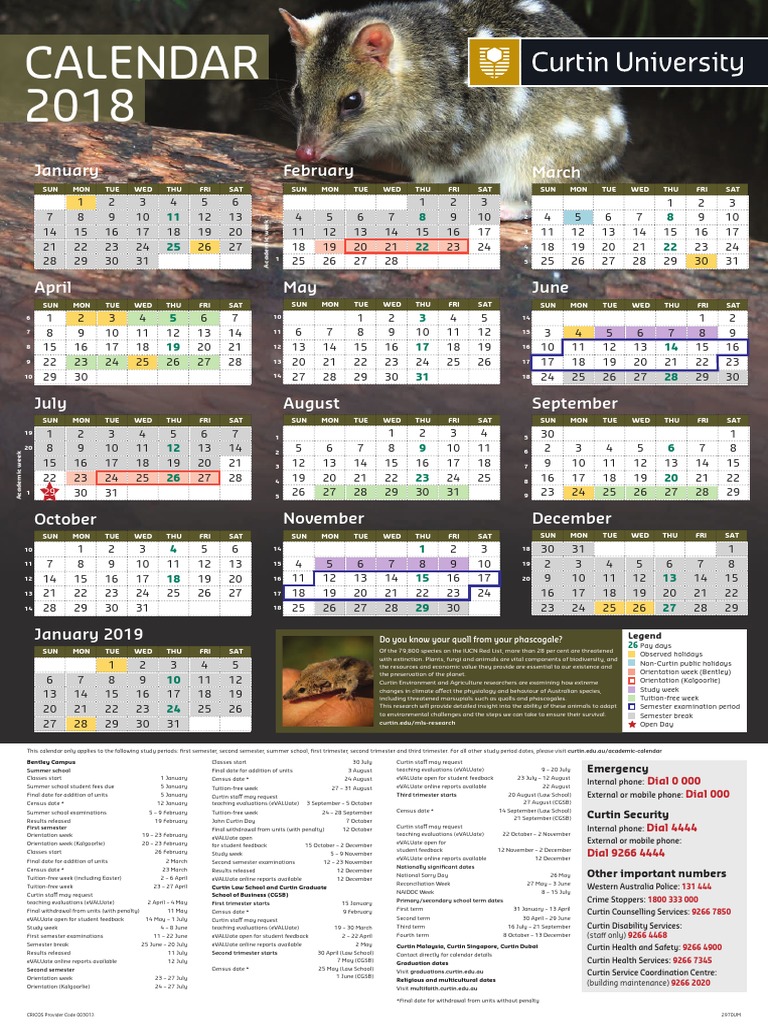 Curtin 2018 Academic Calendar Download Free PDF Academic Term