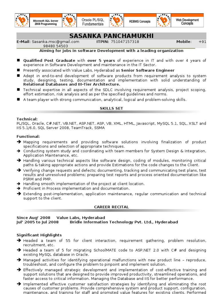 Senior Software Engineer Profile | PDF | Oracle Database | Databases
