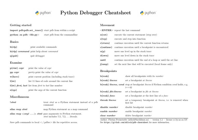 PDB Cheatsheet | PDF | Software Engineering | Software