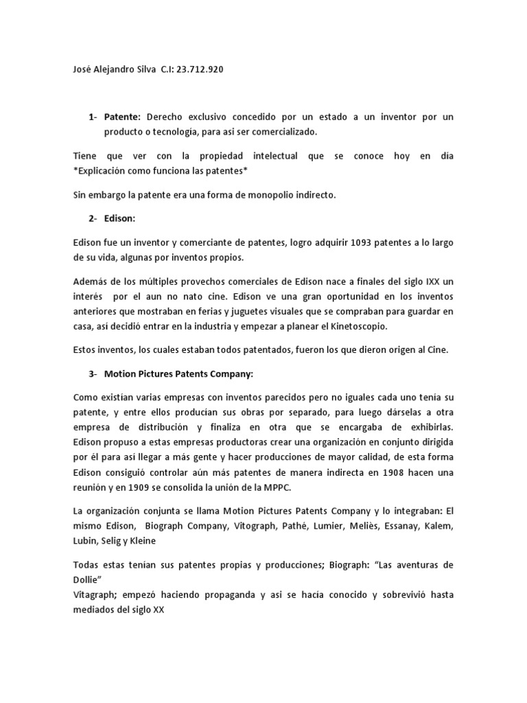 Patentes de Edison y la MPPC | PDF | Patentar | Thomas Edison