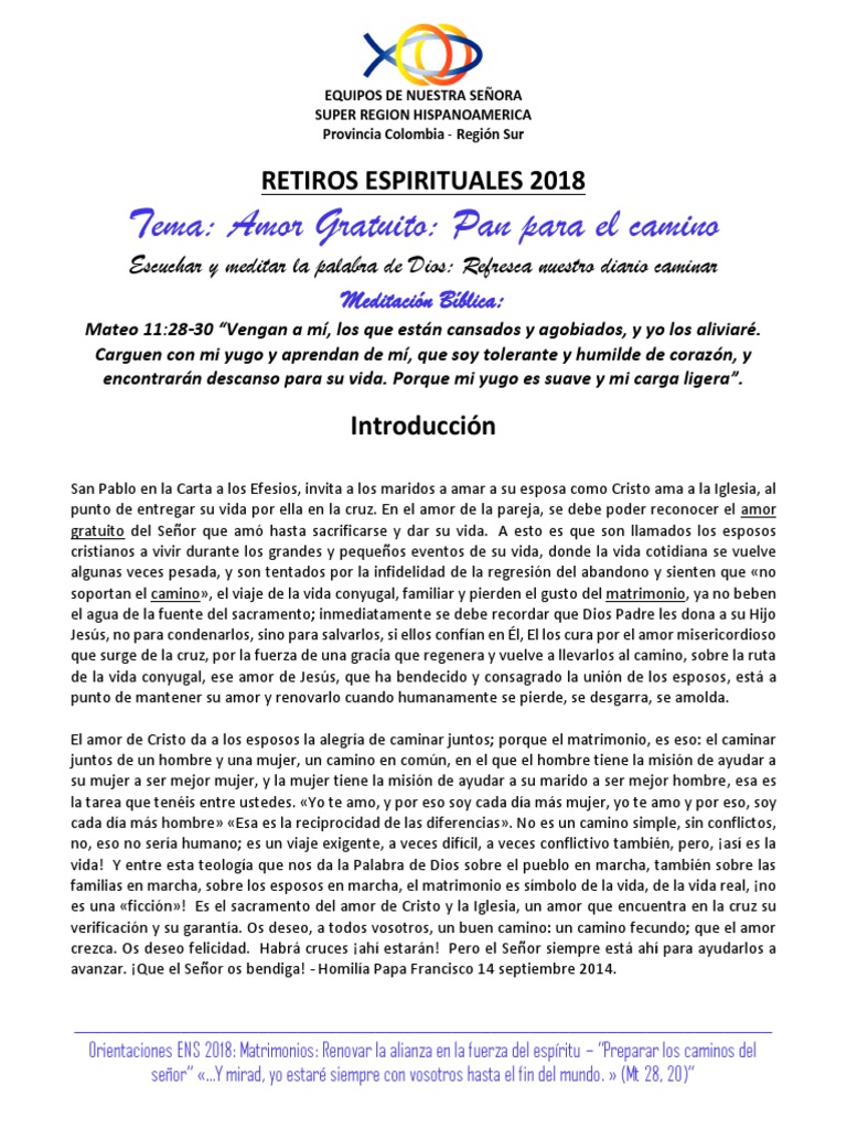 Tema para Retiros Espirituales PDF eucaristía Amor