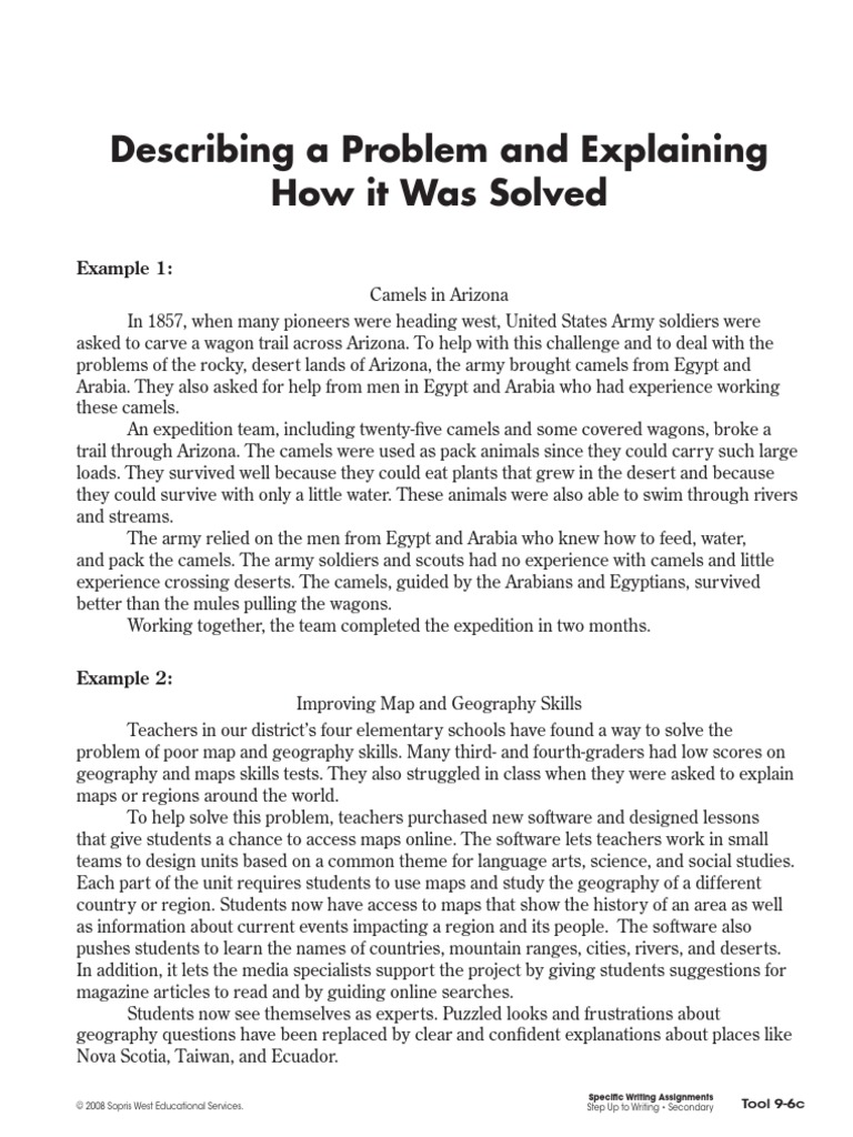 Describing A Problem and Explaining How It Was Solved | PDF | Desert ...