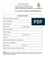 Ficha de Inscripción Al Taller de Prematrimoniales