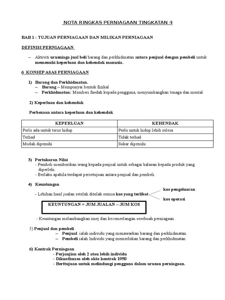 Nota Perniagaan Odt Pdf