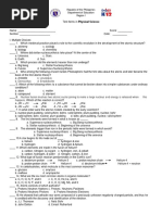 Physical Science Test Questions