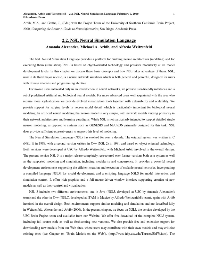 NSL Neural Simulation Language | PDF | Modular Programming | Artificial ...