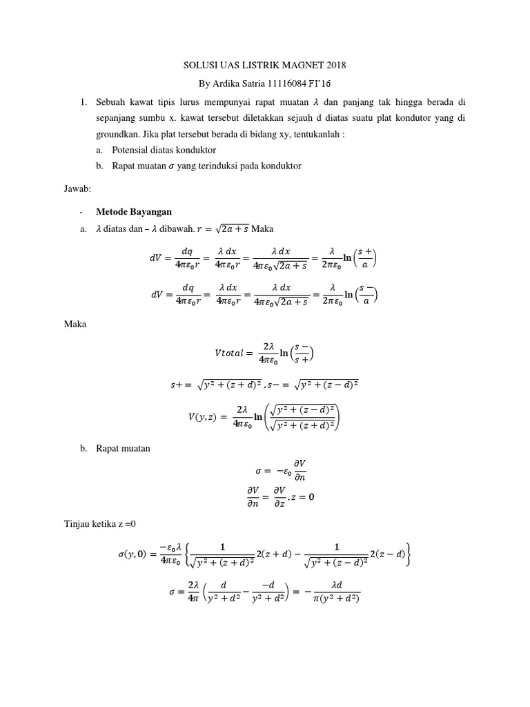 Pembahasan UAS Listrik Magnet 2018 ITERA | PDF | Metode & Bahan Ajar