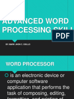 Advanced Word Processing Skills and Keyboard Shortcuts