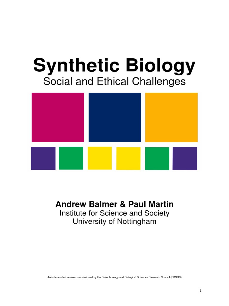 Synthetic Biology Social and Ethical Challenges PDF Life Sciences