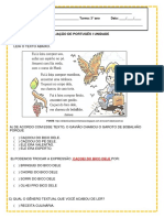 Avaliação de Português 3º Ano I Unidade