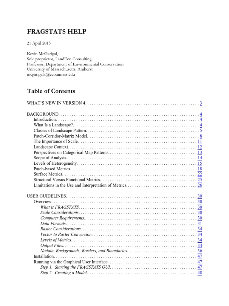 FRAGSTATS 4.2 User Guide Overview | PDF | Ecology | Spatial Analysis