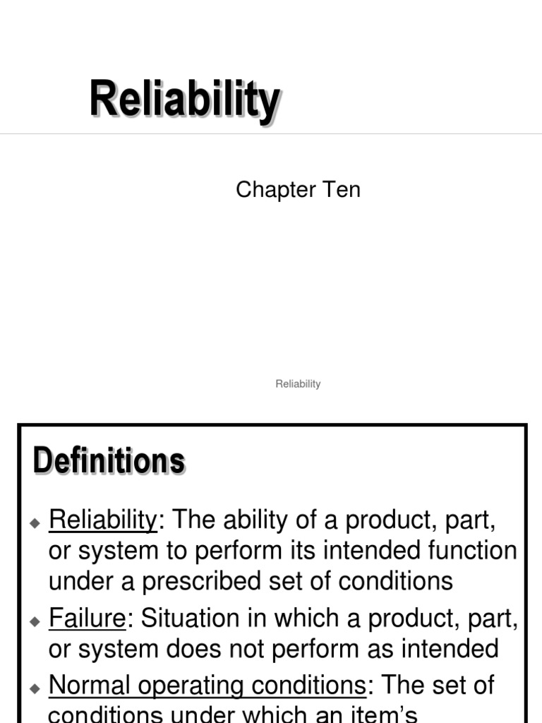 Reliability Chapter Ten Pdf