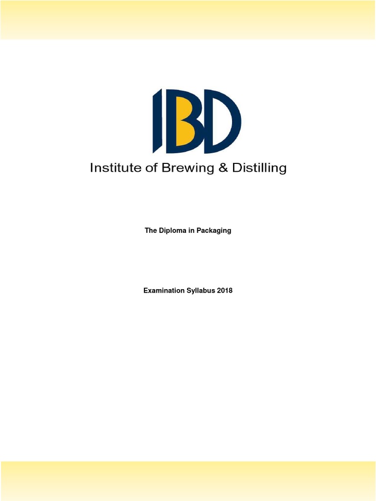 Diploma in Packaging Syllabus 2018 PDF Brewing Beer