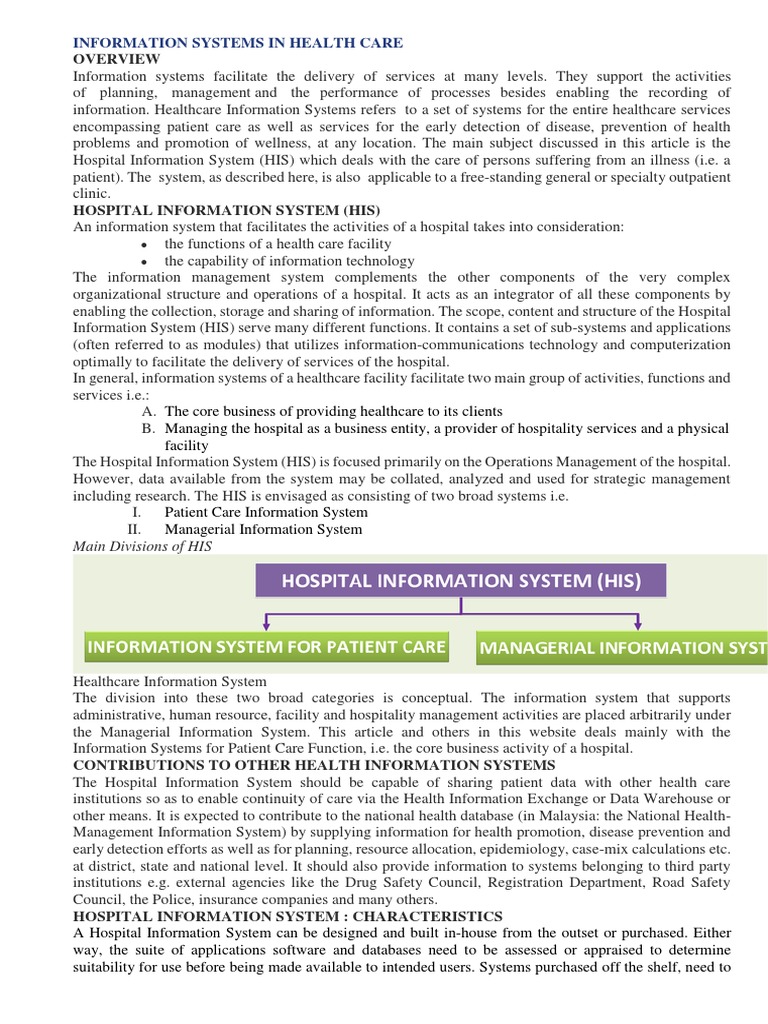 Hospital Information System Overview | PDF | Information System | Databases