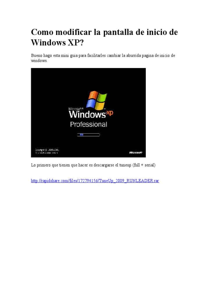 Cambia la Pantalla de Inicio en XP | PDF | Informática