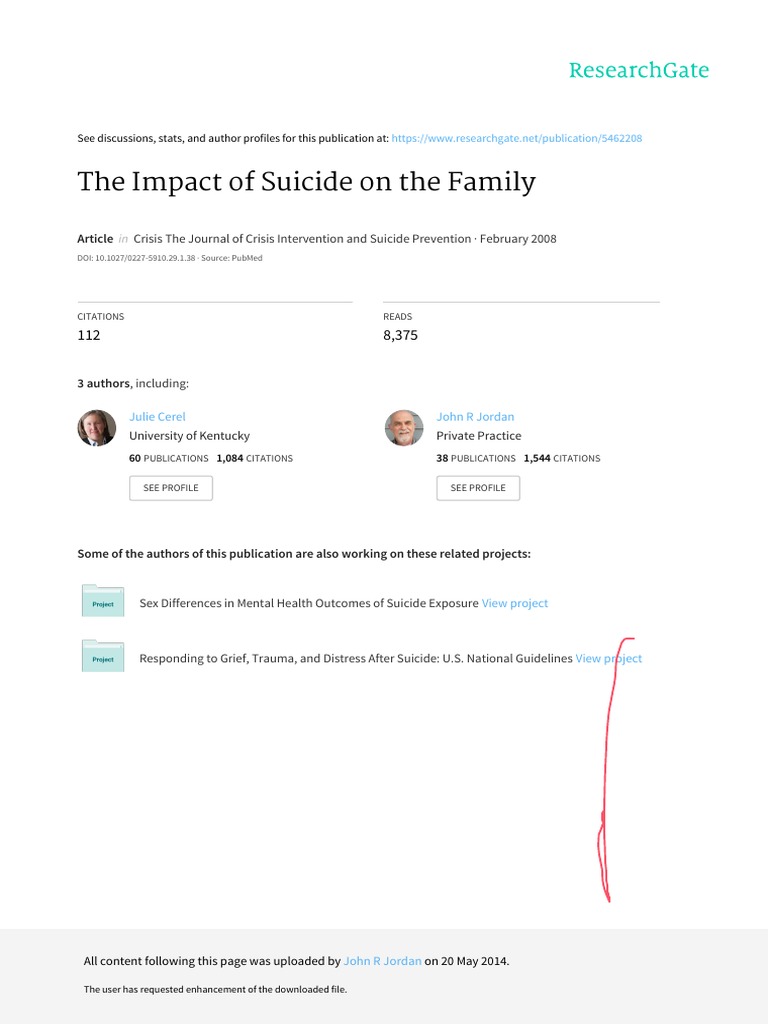 The Impact of Suicide On The Family | PDF | Grief | Suicide