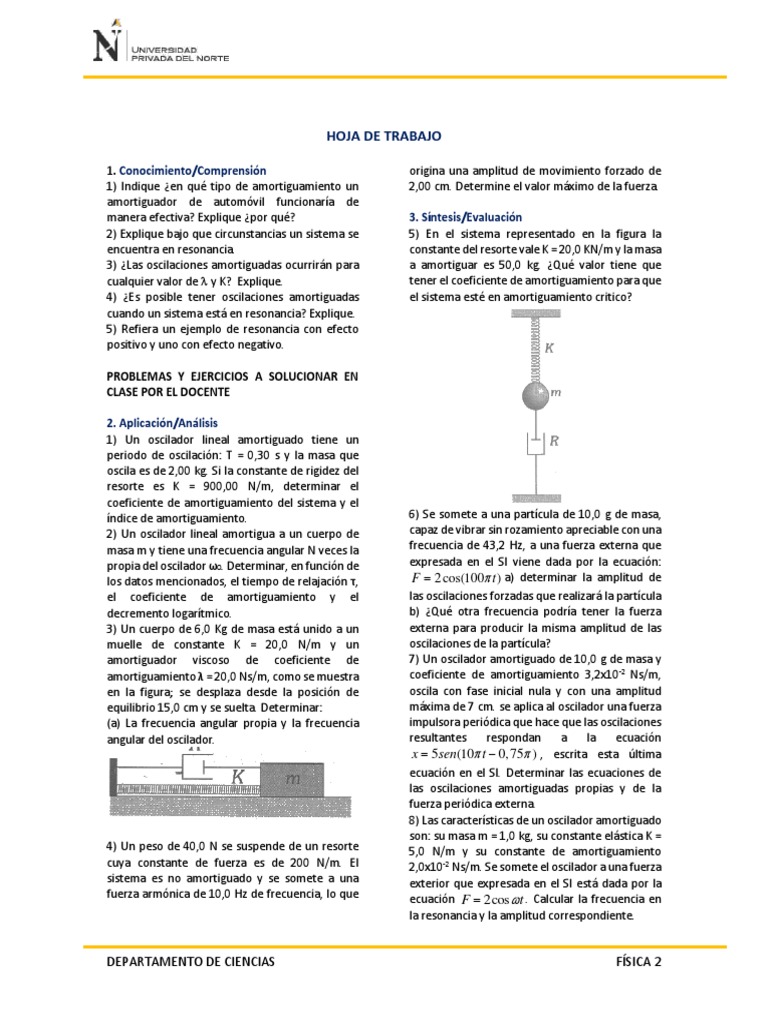 Oscilaciones Amortiguadas y Forzadas PDF | Masa | Fuerza