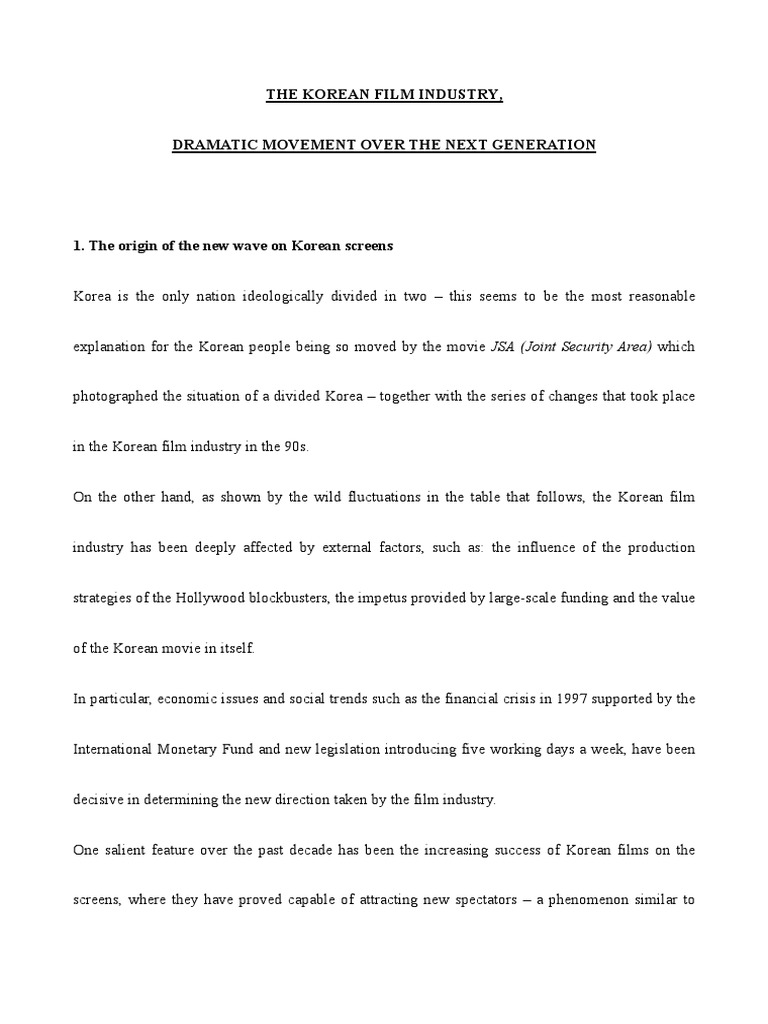 Korean Film Industry PDF Cinema Of The United States South Korea